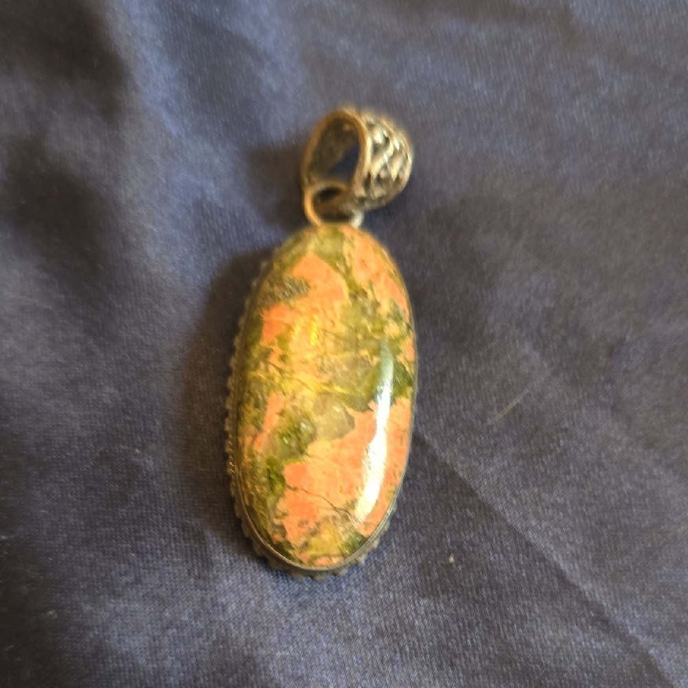 Elegant Green and Pink Stone Pendant